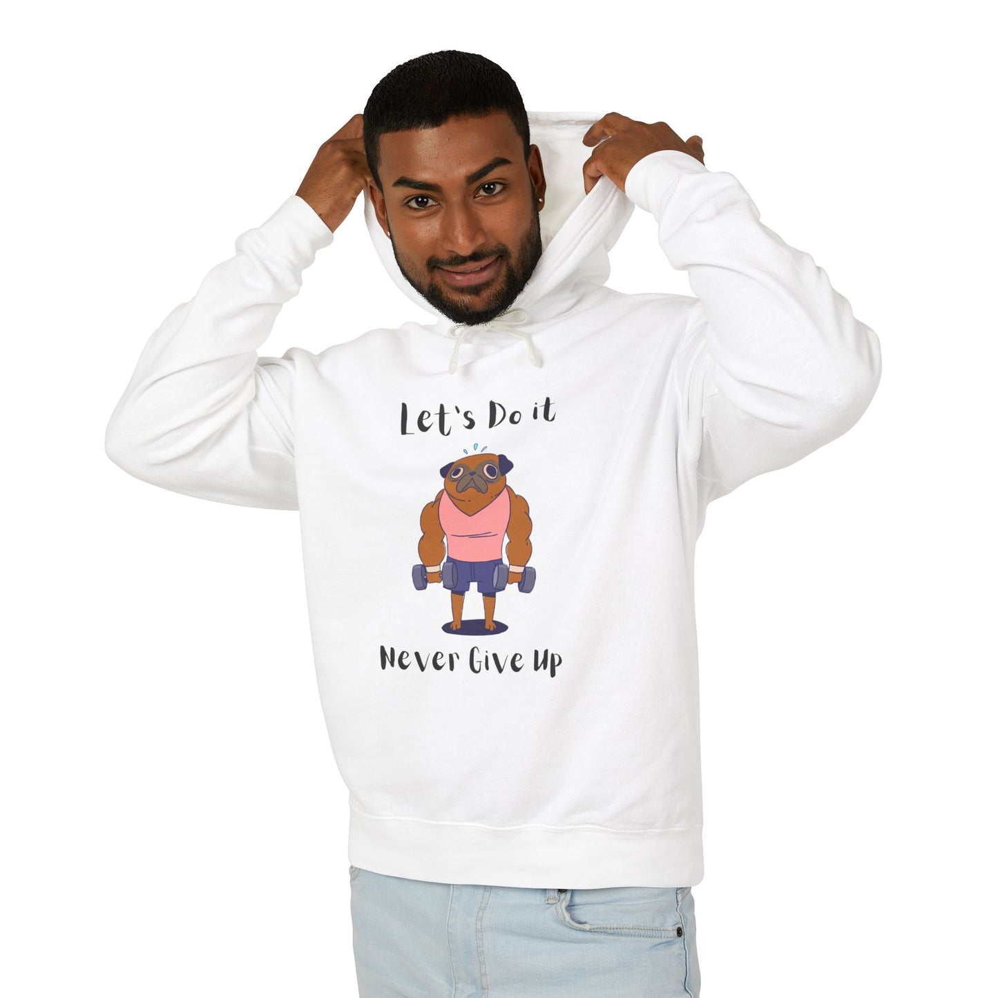 Copy of Motivational Unisex Lightweight Hooded Sweatshirt - "Let's Do It, Never Give Up"