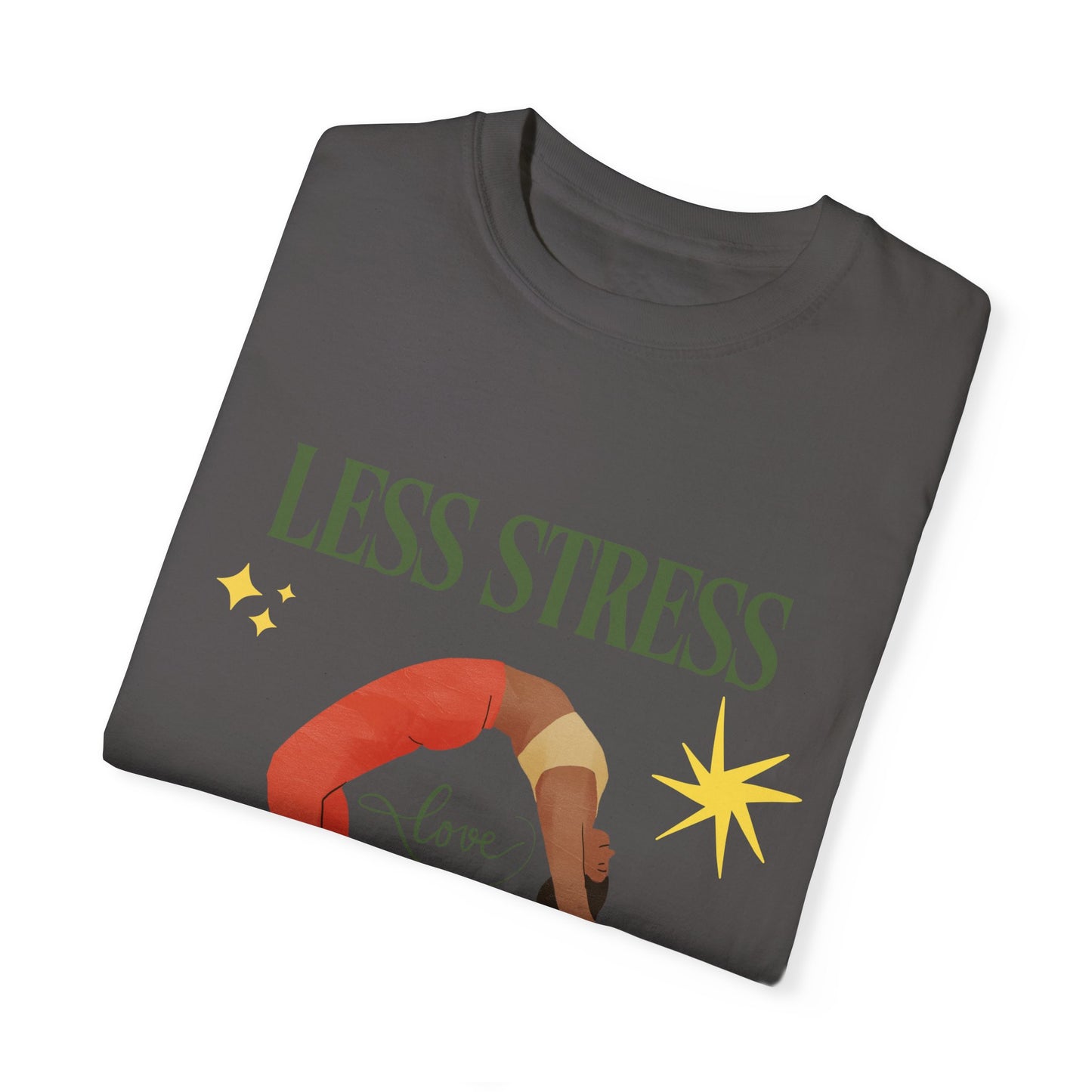 Yoga T-shirt: 'Less Stress More Yoga' Unisex Inspirational Tee