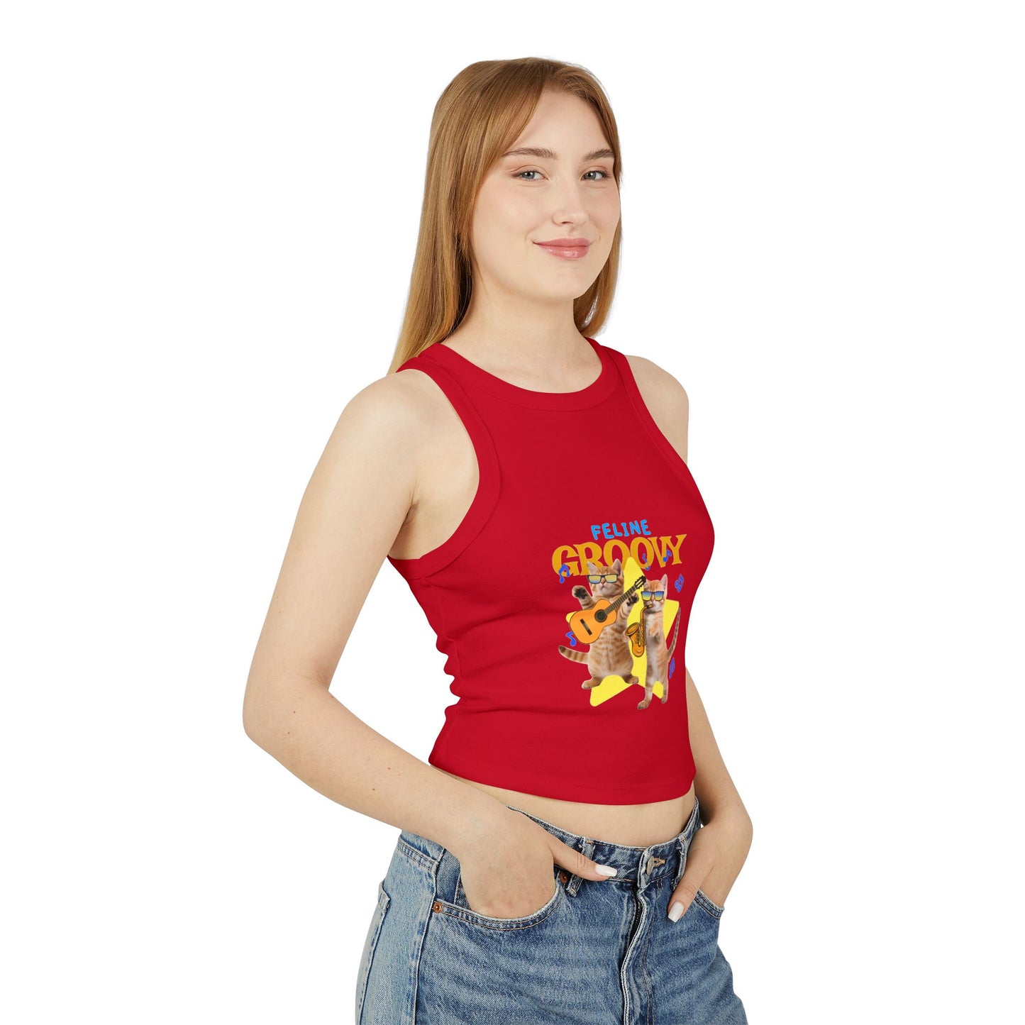 Purrfectly Groovy Cat Tank Top, Cute Cat Lover Apparel, Summer Style, Gift for Cat Moms, Casual Wear