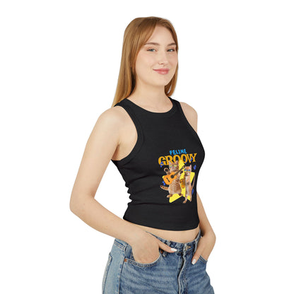Purrfectly Groovy Cat Tank Top, Cute Cat Lover Apparel, Summer Style, Gift for Cat Moms, Casual Wear